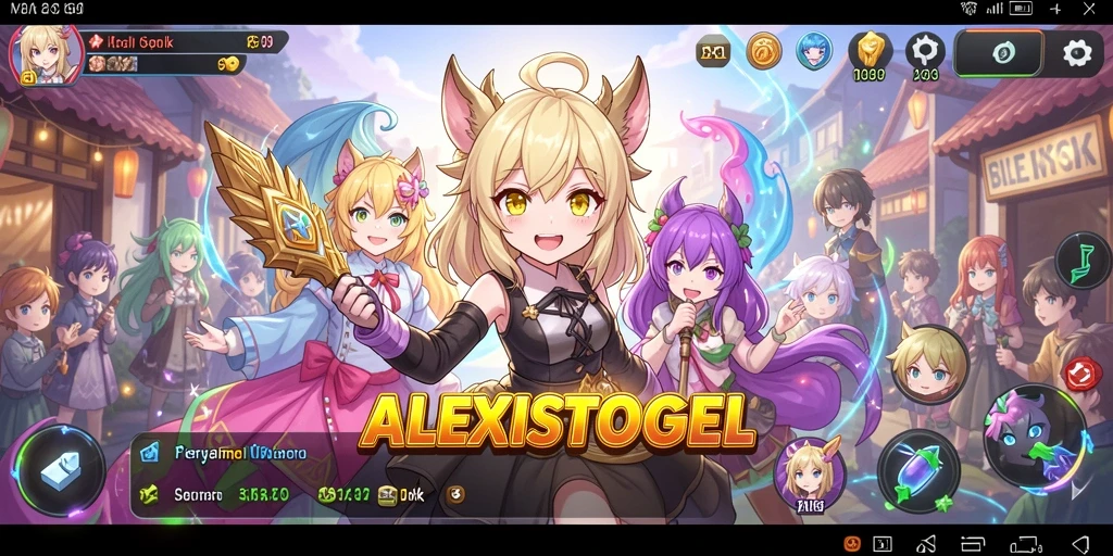 Tampilan layar gameplay ALEXISTOGEL yang menarik dan penuh warna.