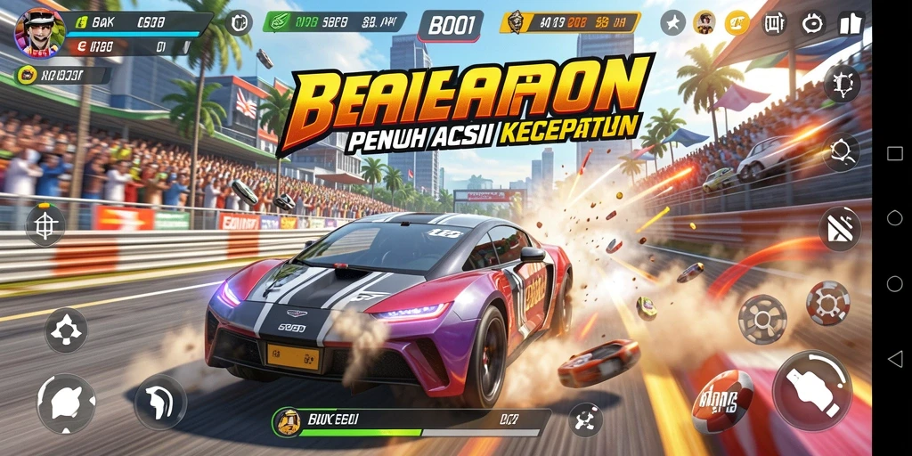Gameplay seru dalam balapan dengan grafik memukau dan mobil kencang.