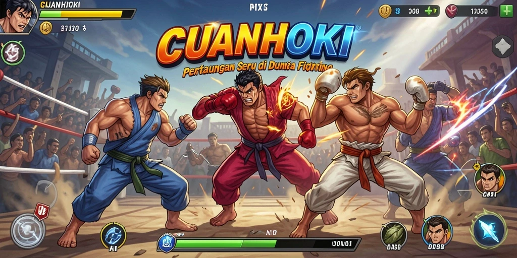 Tampilan seru dari pertarungan karakter dalam CUANHOKI.