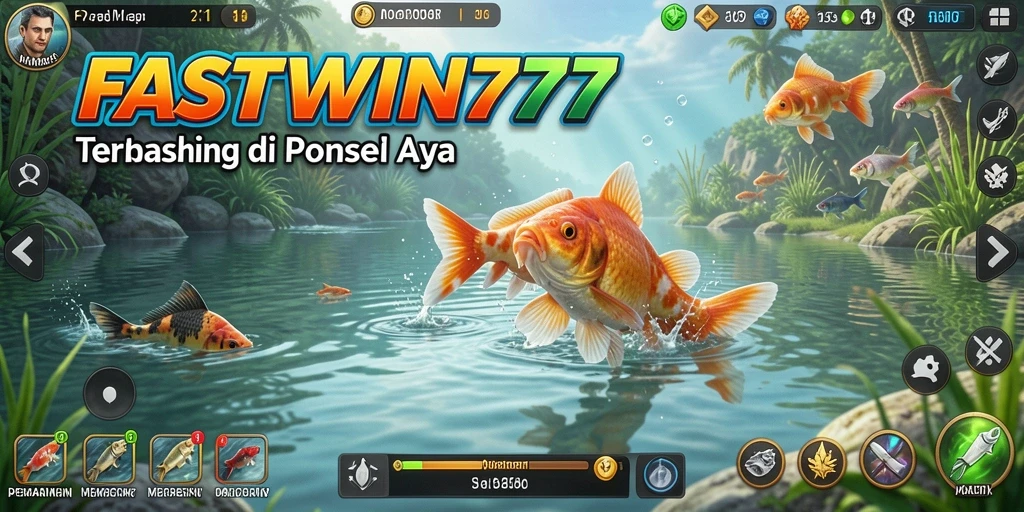 Screenshot <strong>FASTWIN77</strong> menampilkan aksi menangkap ikan di laut yang indah.