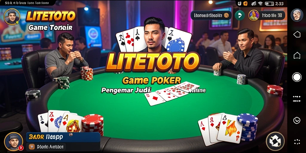 Tampilan gameplay seru LITETOTO dengan pemain yang bersaing di meja poker.
