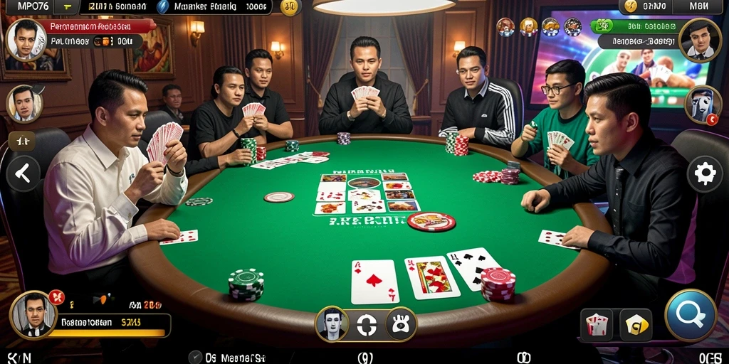Screenshot MPO76 menampilkan gameplay Poker yang menarik dan interaktif.