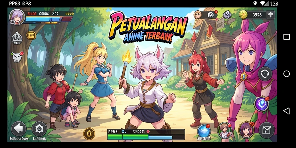 Screenshot utama PP88 menampilkan aksi pertarungan karakter Anime.