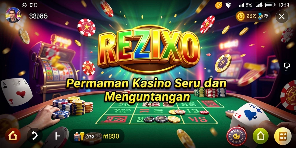 Tampilan gameplay mendebarkan di REZIXO dengan banyak pilihan permainan kasino.