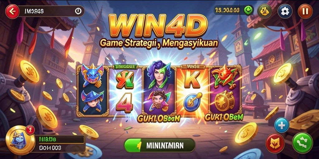 Tampilan gameplay mendebarkan dalam WIN4D dengan strategi yang kompleks.